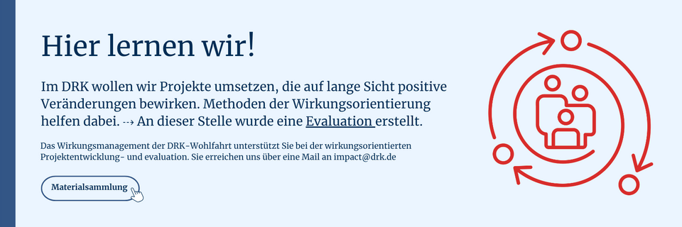 Infokasten, der auf wirkungsorientierte Arbeitsweise des Projekts hinweist.