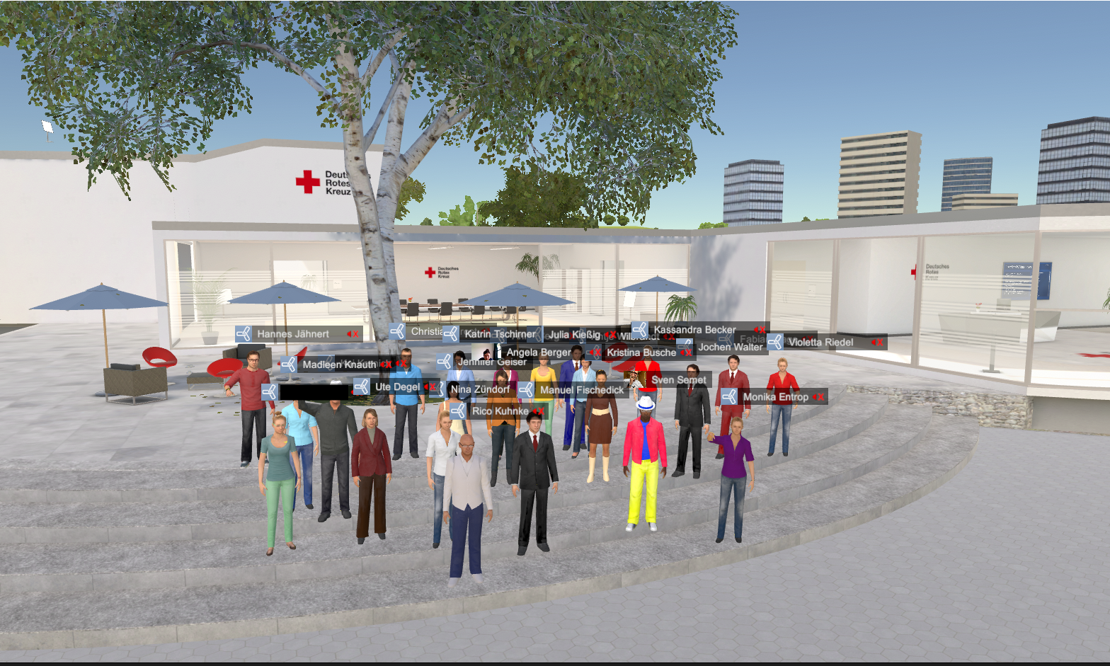 Versammlung der Avatare auf dem virtuellen Campus