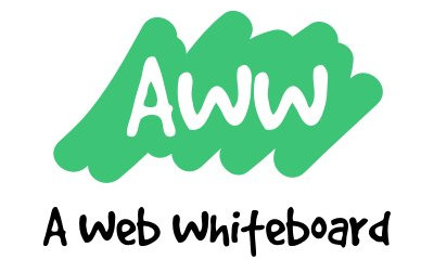 Kleiner grüner Hintergrund in dem "AWW" steht. darunter in Schwarz auf weißem Grund "A Web Whiteboard"