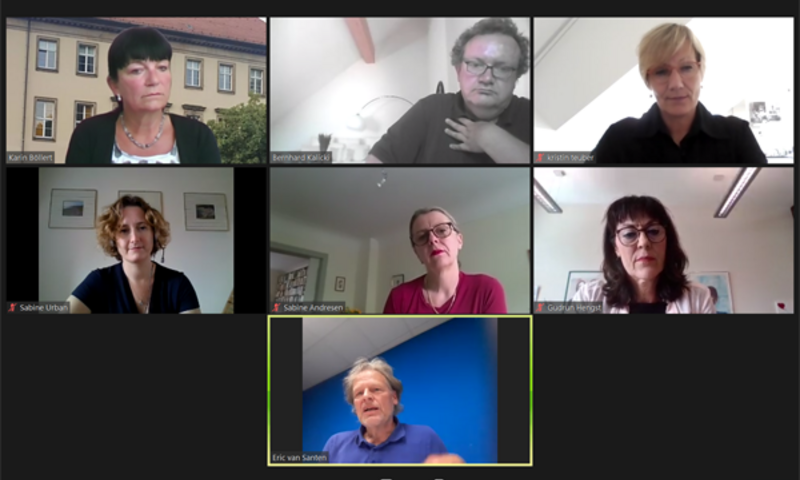AGJ Transferdialog Abschlussdiskussion Bild einer Videokonferenz zur Abschlussdiskussion des AG Transferdialogs