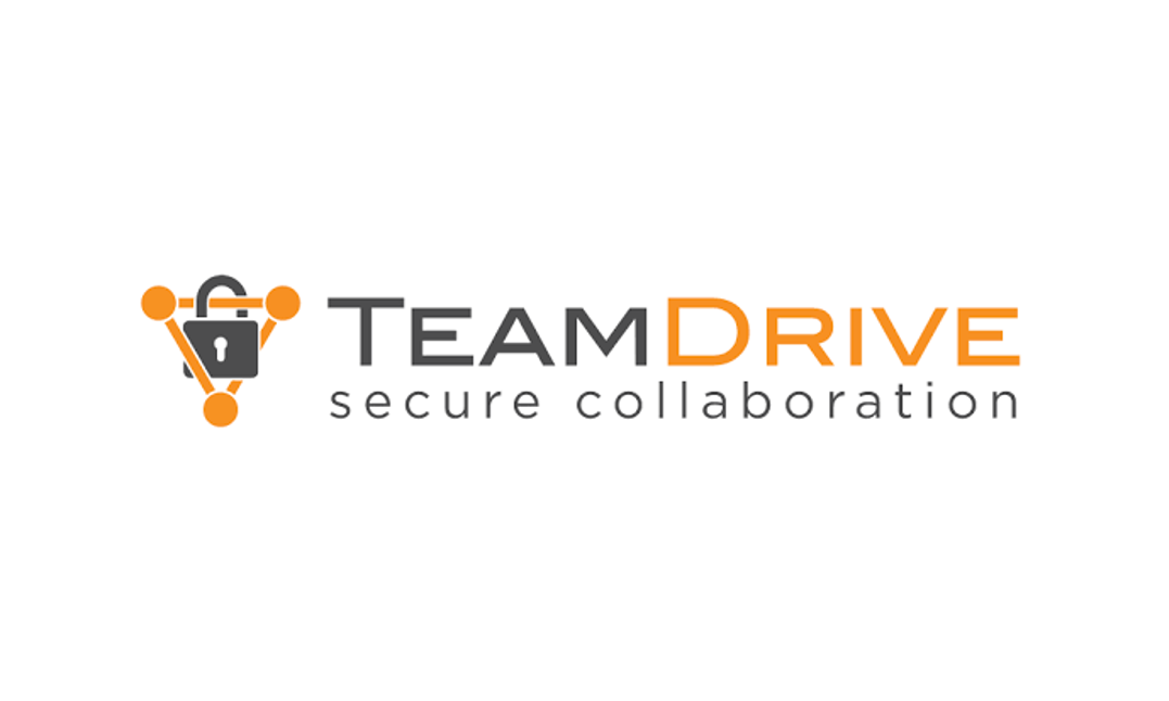 Vorhängeschloss neben Name. Untertitel "secure collaboration"