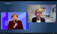 Digitale Unterhaltung mit Angela Merkel und Friedel Weyrauch vom DRK Sorgentelefon