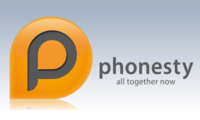 Links ein orangenes "P". Rechts steht "phonesty. all together now."