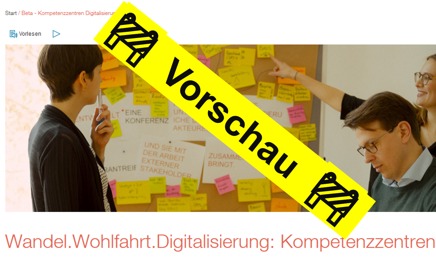 Das Titelbild der Kompetenzzentren Digitalisierung, verdeckt durch einen Text "Vorschau"