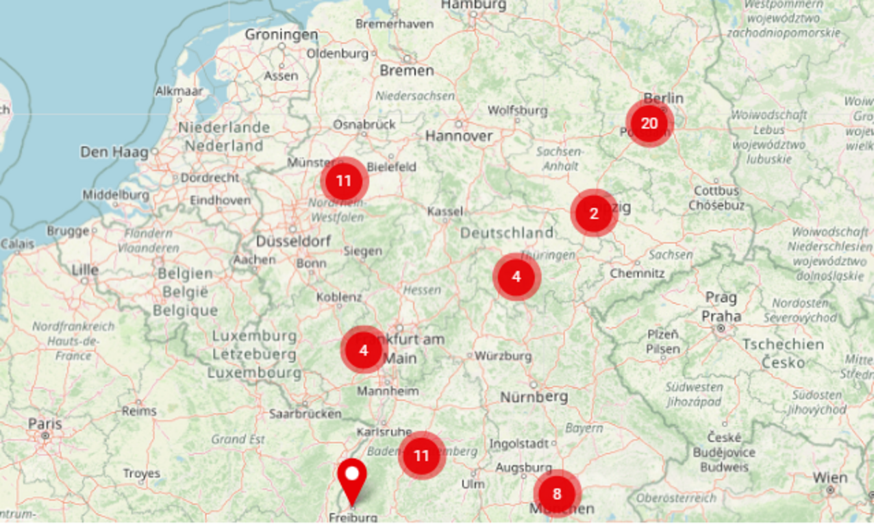 Karten Deutschlands mit Markierungen rot