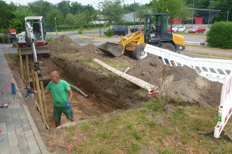 Kita am Stadtpark Wasserzisterne 3 Baustelle mit Person
