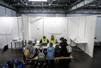 Aufnahmeeinrichtung für ukrainische Flüchtlinge in der Messe Leipzig