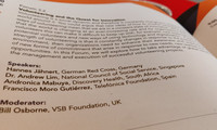 Textseite mit Veranstaltungshinweis zum Forum "Volunteering and the Quest for Innovation" mit Auflistung von Sprechern und Moderator.