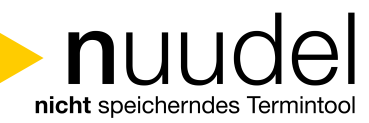 Das Logo von Nuudel mit dem Untertitel: nicht speicherndes Termintool