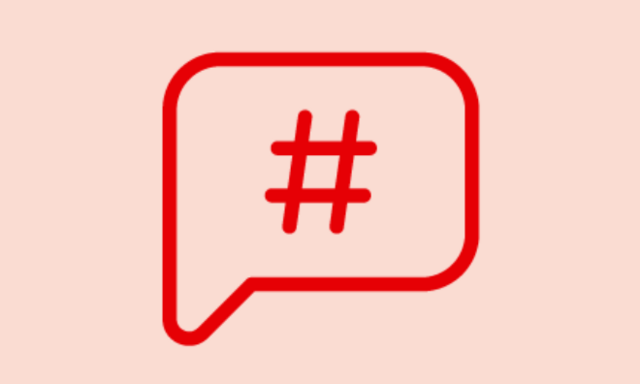 Hellrotes Bild mit Sprechblasen-Icon 