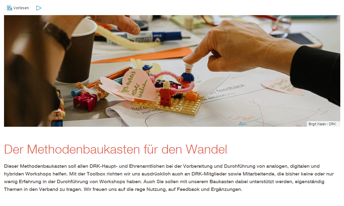 Screenshot des Methodenbaukastens