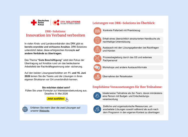 Bild der ersten Seite des Two Pagers mit den Infos für die Teilnehmenden