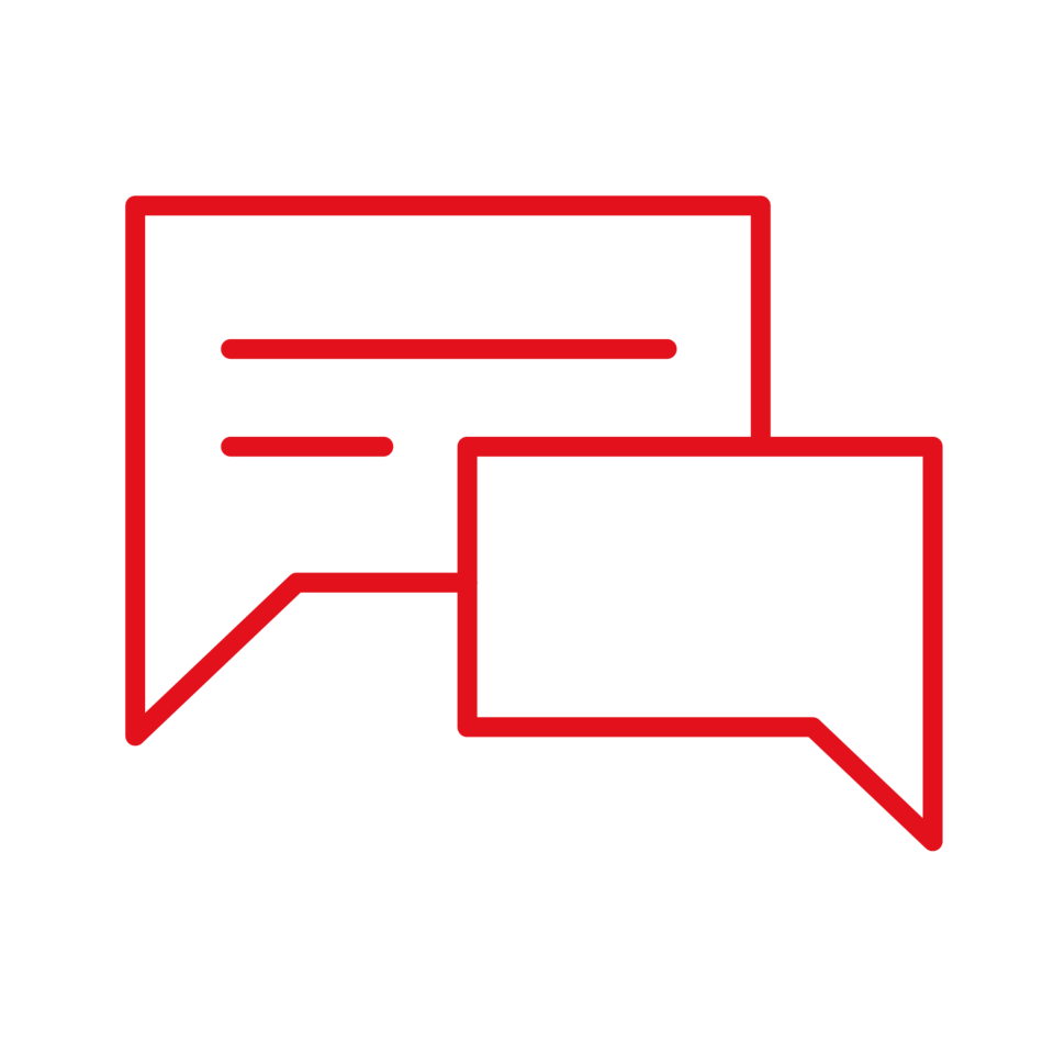 Icon für Gespräch zeigt zwei Sprechblasen