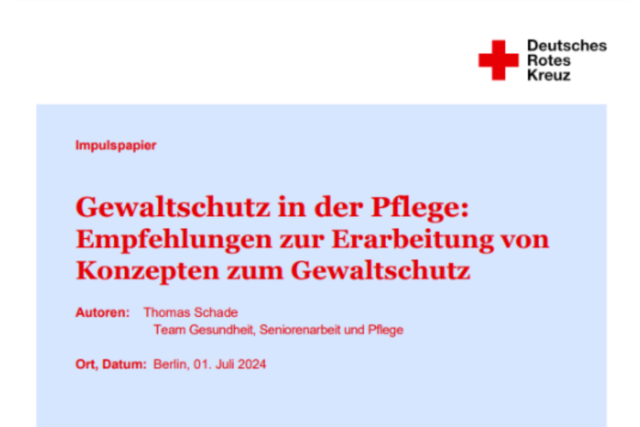 Vorschau des DRK-Impulspapiers zum Gewaltschutz in der Pflege