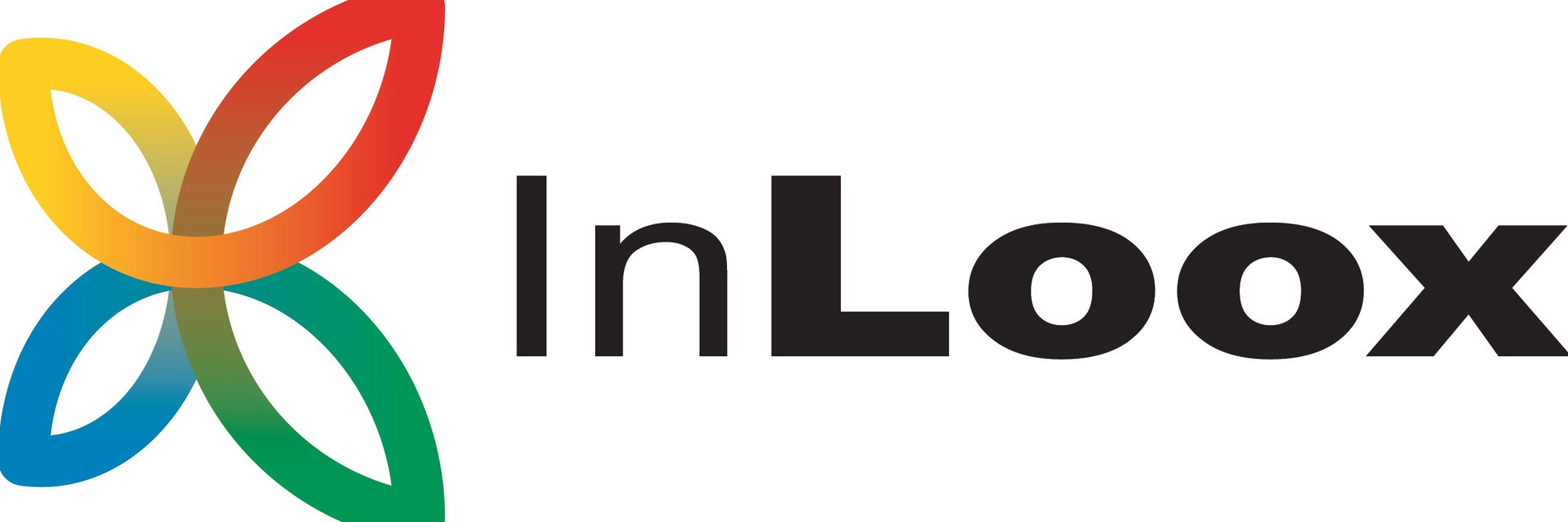 Das Logo von InLoox, wobei vor dem Namen in schwarzer Schrift noch eine abtrakte Blume (Vektorgrafik) steht.