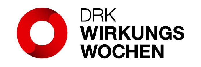 Logo der DRK-Wirkungswochen zwei ineinandergreifende rote Halbkreise neben dem Schriftzug DRK-Wirkungswochen