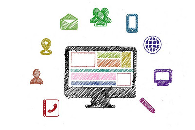 Auf dem Bild ist ein Bildschirm illustriert, neben dem verschiedene Symbole schweben, die soziale Medien darstellen sollen.
