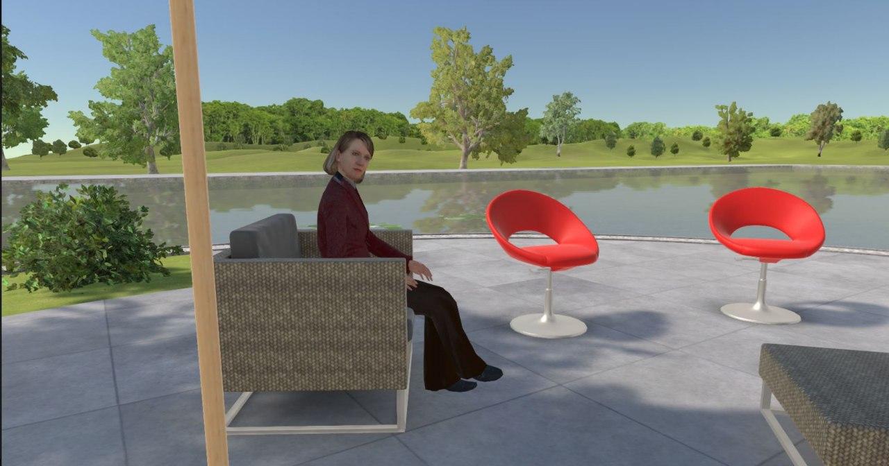 Avatar einer Teilnehmerin der Avatarkonferenz des Deutschen Roten Kreuzes in einer 3D Lern- und Arbeitsumgebung