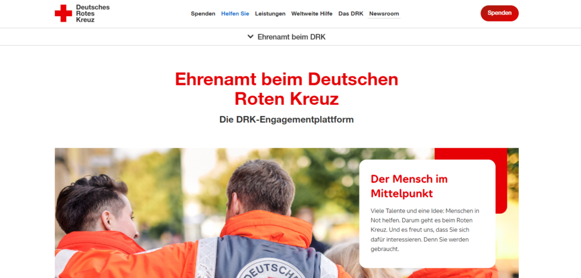Screenshot DRK-Engagementplattform