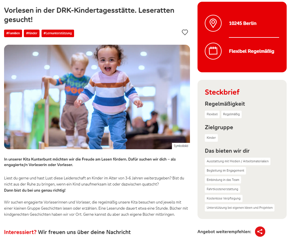 Screenshot einer Detailseite