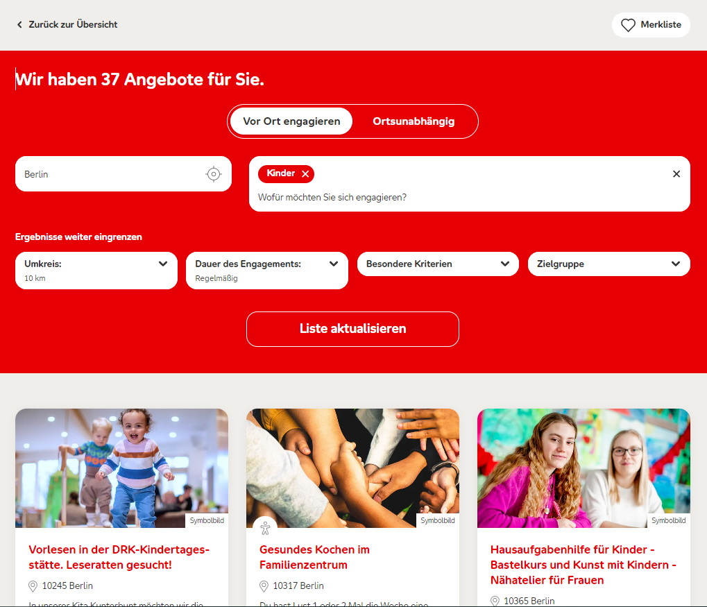 Angebotsfinder des Deutschen Roten Kreuzes